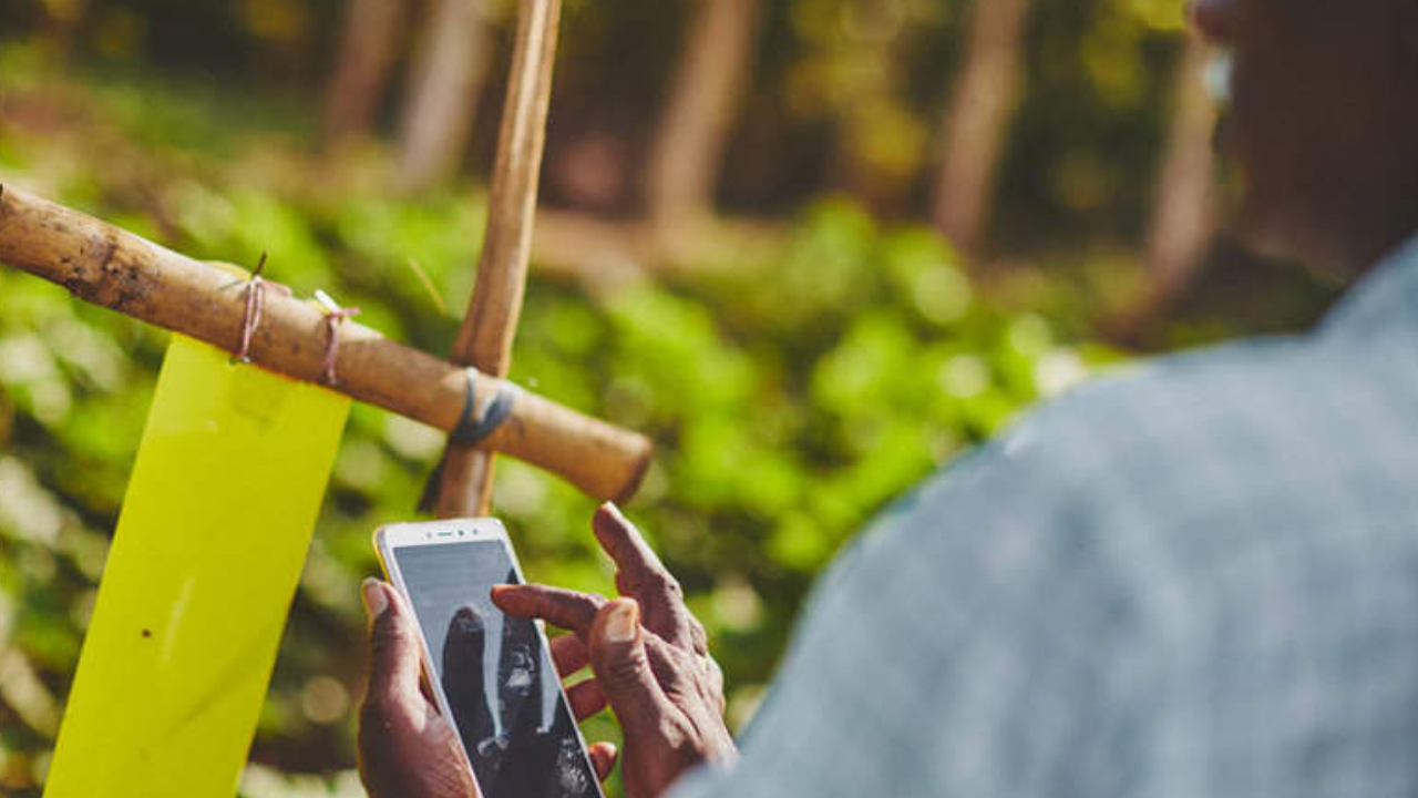 Un agriculteur utilisant l'AgroPad
