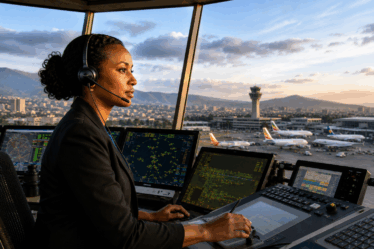 Vue depuis la tour de contrôle de l'aéroport international Bole à Addis-Abeba