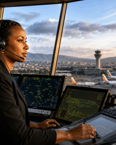 Vue depuis la tour de contrôle de l'aéroport international Bole à Addis-Abeba